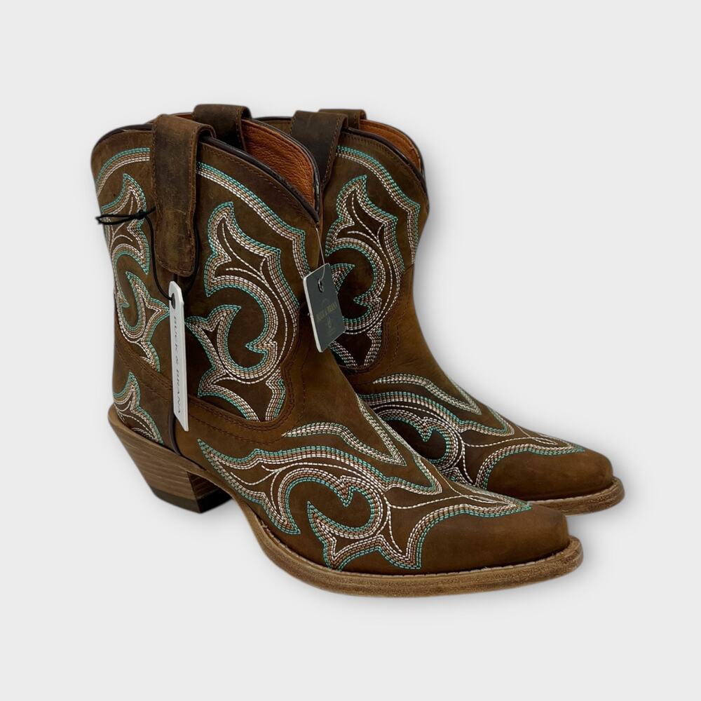 Buck & Brana Regina Napa Camel Embroidered Leather Western Ankle Boot Size 6 NEW - Picture 13 of 13